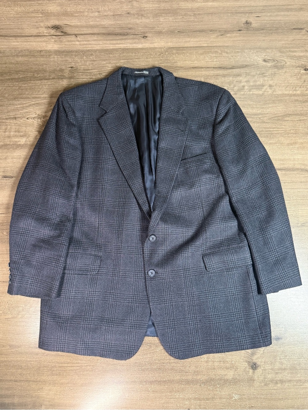 VTG Tom James EC UNITEA Italian Wool Glen Plaid Sport Coat Blazer 46R